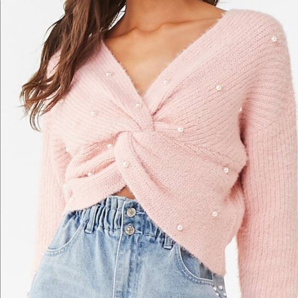 Twisted pearl pink sweater